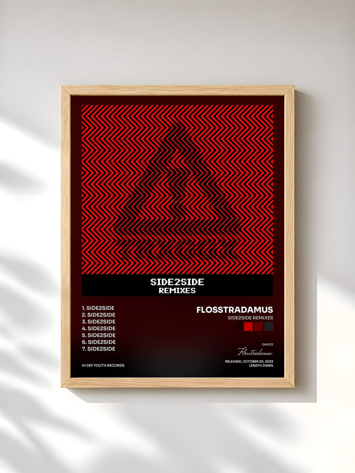 #bois Tableau de l'album SIDE2SIDE REMIXES de Flosstradamus, cadre en bois brut, imprimé et encadré en France