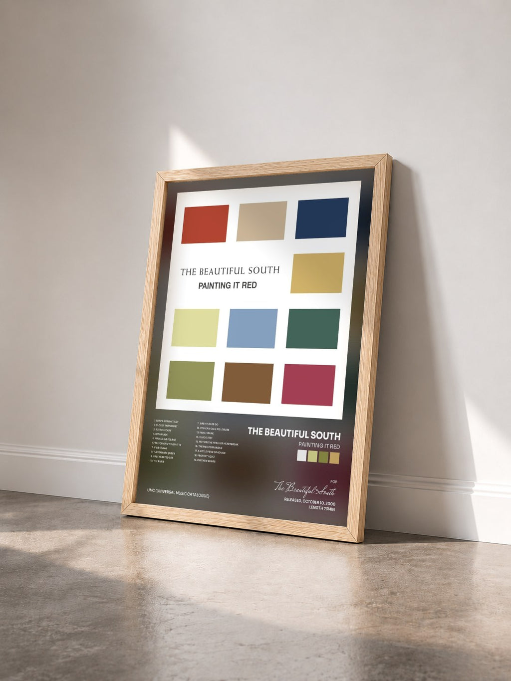 #bois Tableau de l'album Painting It Red de The Beautiful South vu de trois quarts, cadre en bois brut