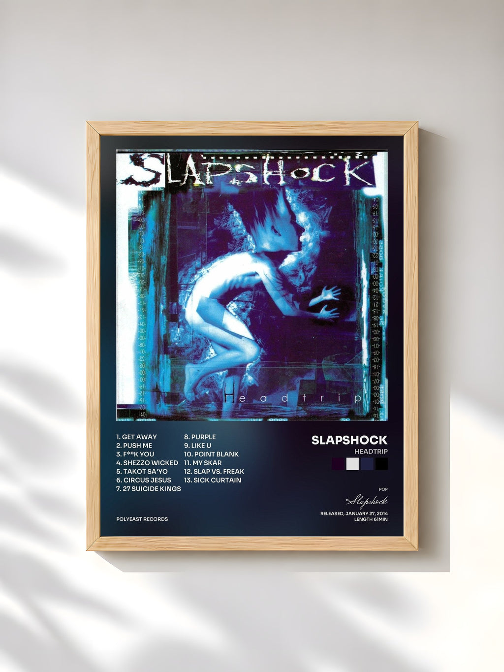 #bois Tableau de l'album Headtrip de Slapshock, cadre en bois brut, imprimé et encadré en France