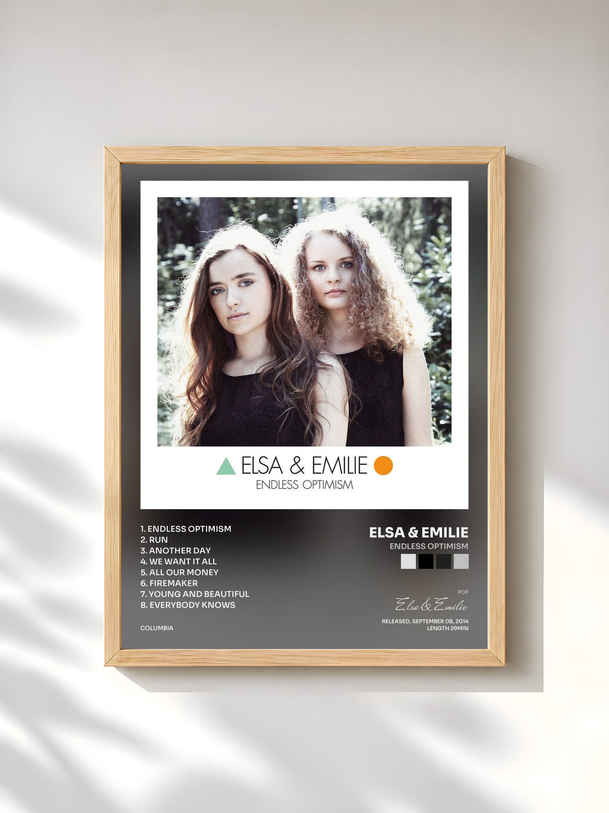#bois Tableau de l'album Endless Optimism de Elsa & Emilie, cadre en bois brut, imprimé et encadré en France