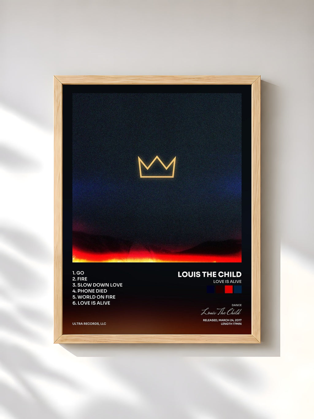 #bois Tableau de l'album Love Is Alive de Louis The Child, cadre en bois brut, imprimé et encadré en France