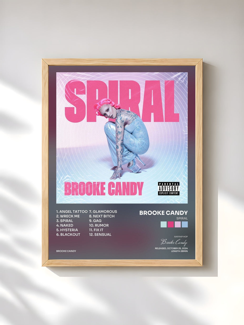 #bois Tableau de l'album SPIRAL de Brooke Candy, cadre en bois brut, imprimé et encadré en France