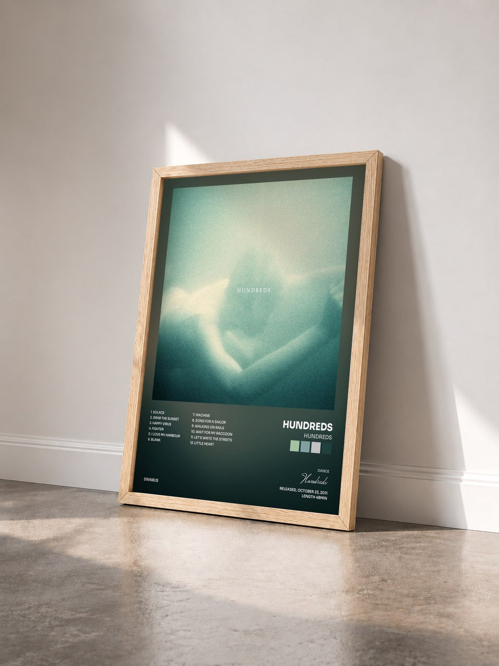 #bois Tableau de l'album Hundreds de Hundreds vu de trois quarts, cadre en bois brut