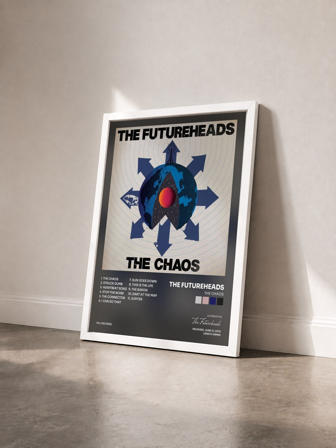 #blanc Tableau de l'album The Chaos de The Futureheads vu de trois quarts, cadre blanc