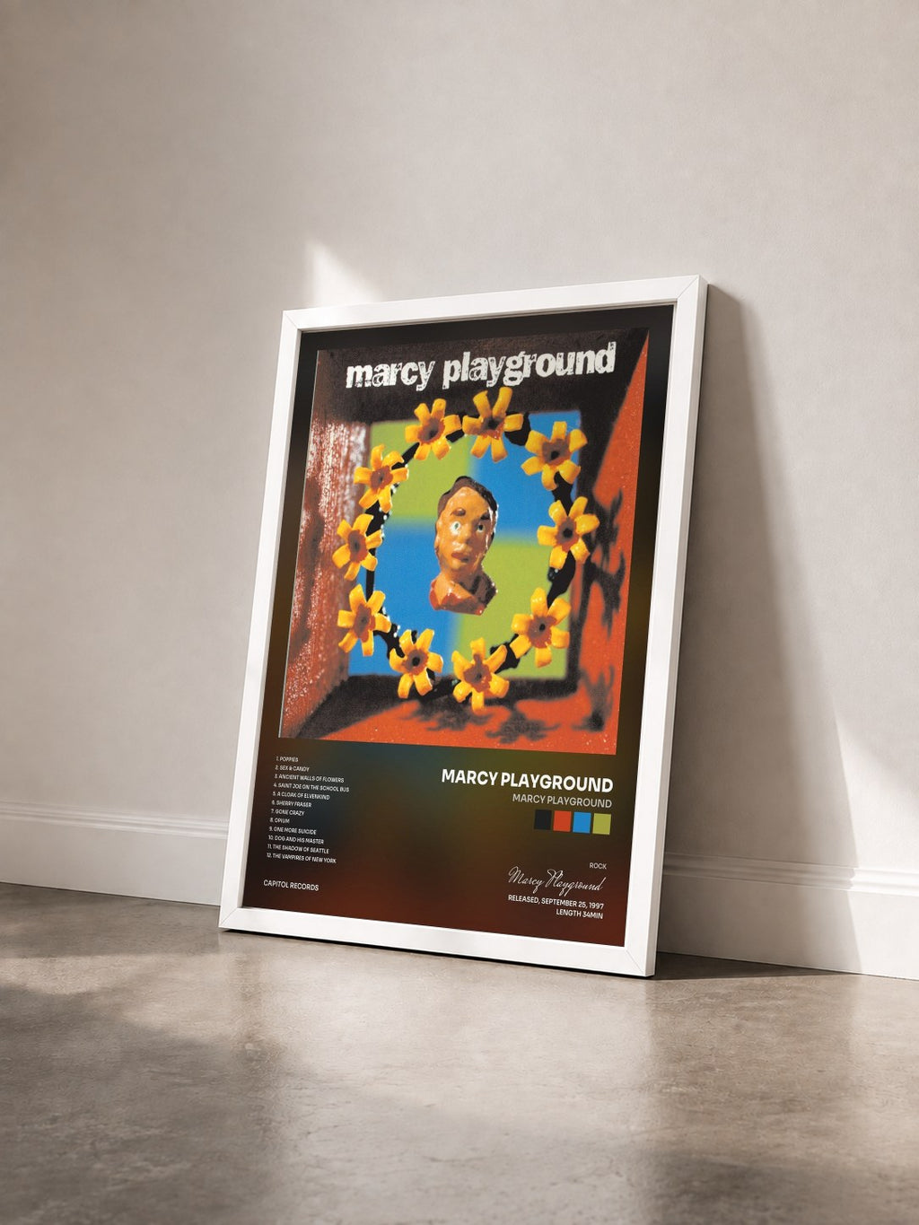 #blanc Tableau de l'album Marcy Playground de Marcy Playground vu de trois quarts, cadre blanc