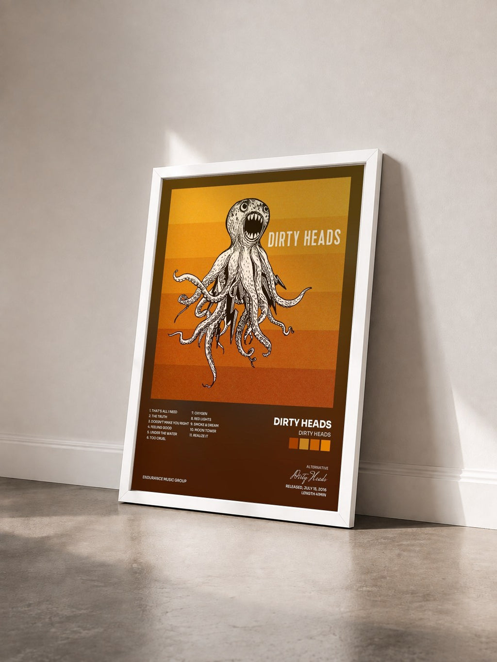 #blanc Tableau de l'album Dirty Heads de Dirty Heads vu de trois quarts, cadre blanc