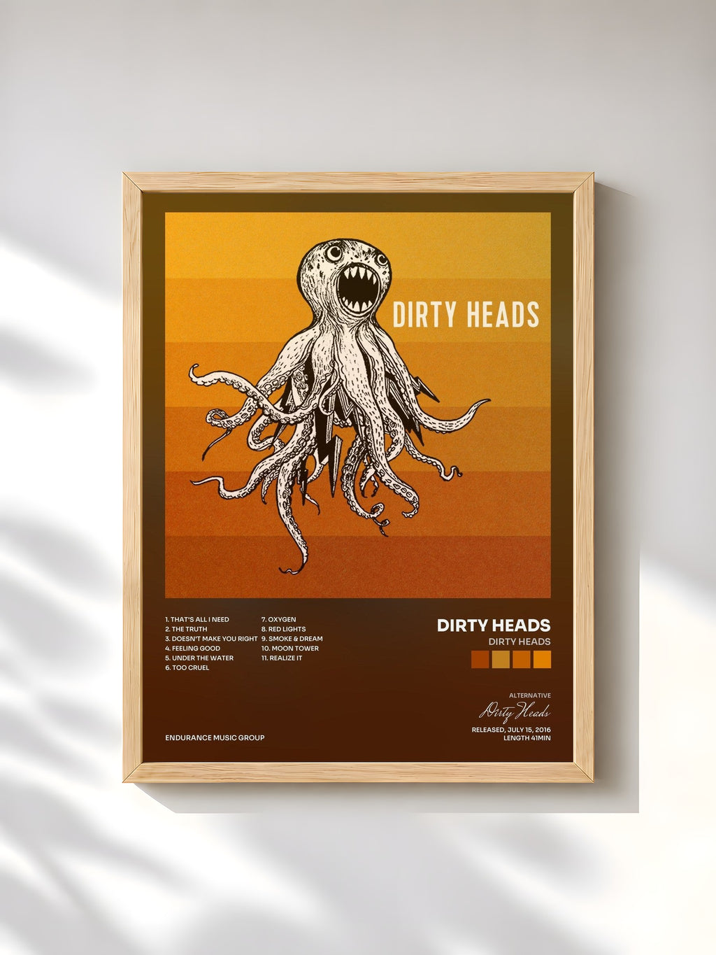 #bois Tableau de l'album Dirty Heads de Dirty Heads, cadre en bois brut, imprimé et encadré en France