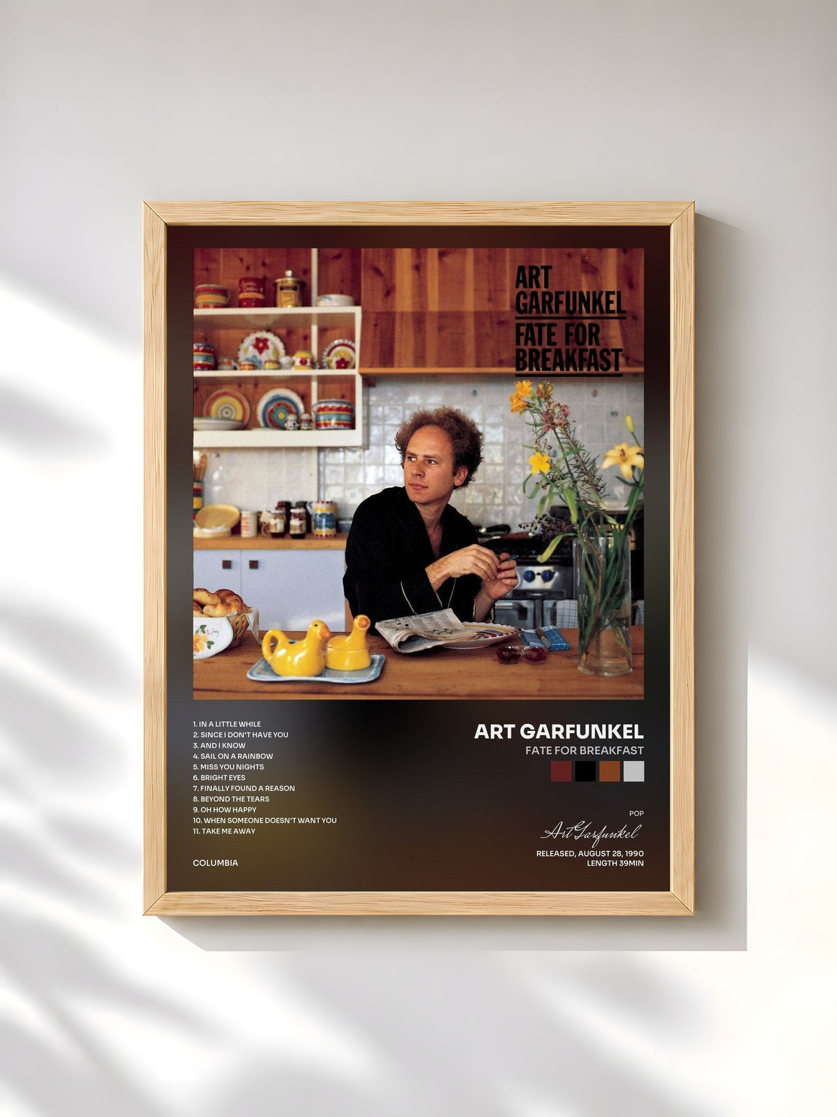 #bois Tableau de l'album Fate For Breakfast de Art Garfunkel, cadre en bois brut, imprimé et encadré en France