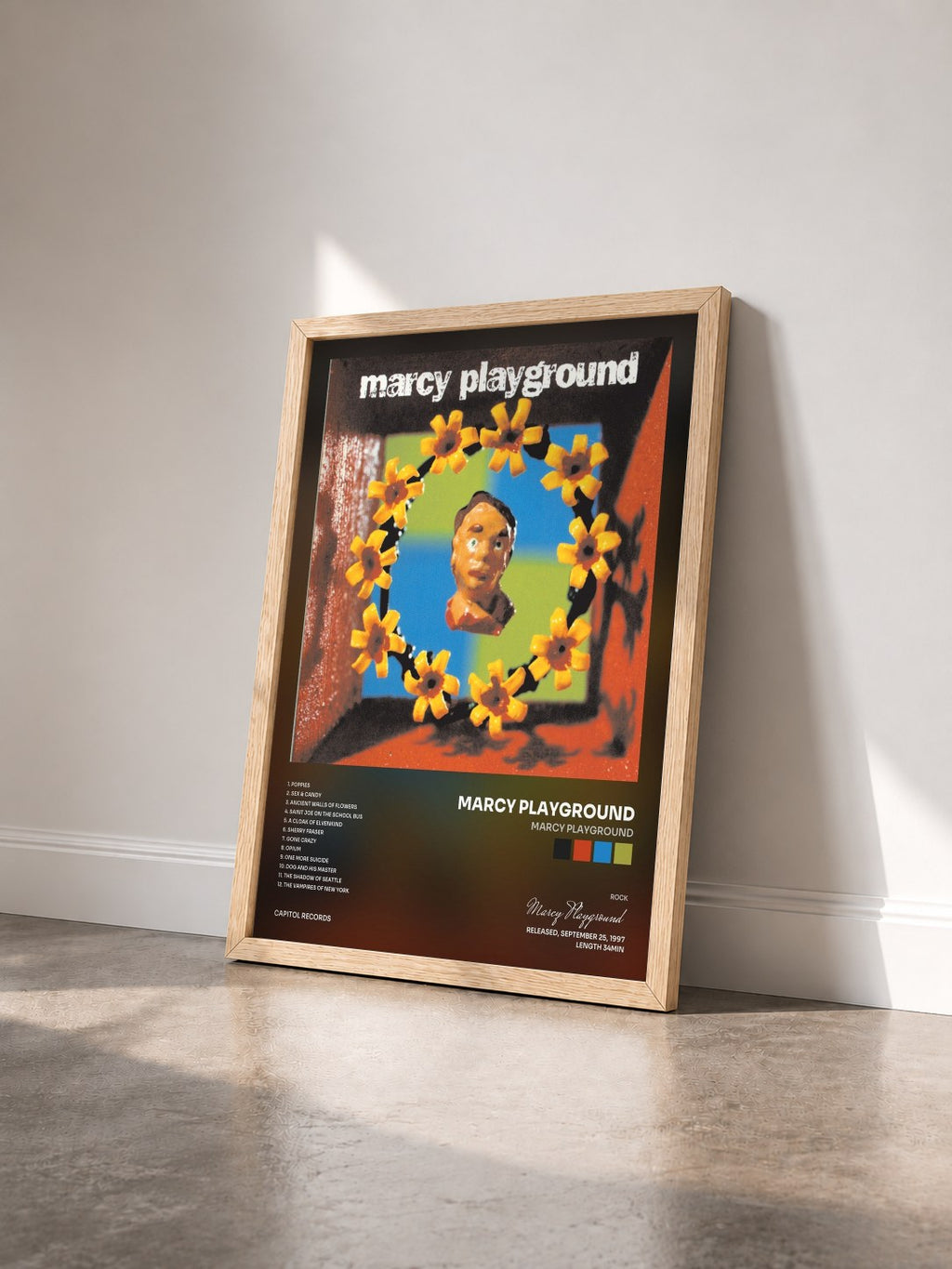 #bois Tableau de l'album Marcy Playground de Marcy Playground vu de trois quarts, cadre en bois brut
