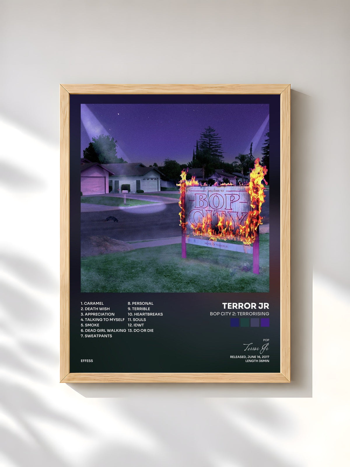 #bois Tableau de l'album Bop City 2: TerroRising de Terror Jr, cadre en bois brut, imprimé et encadré en France
