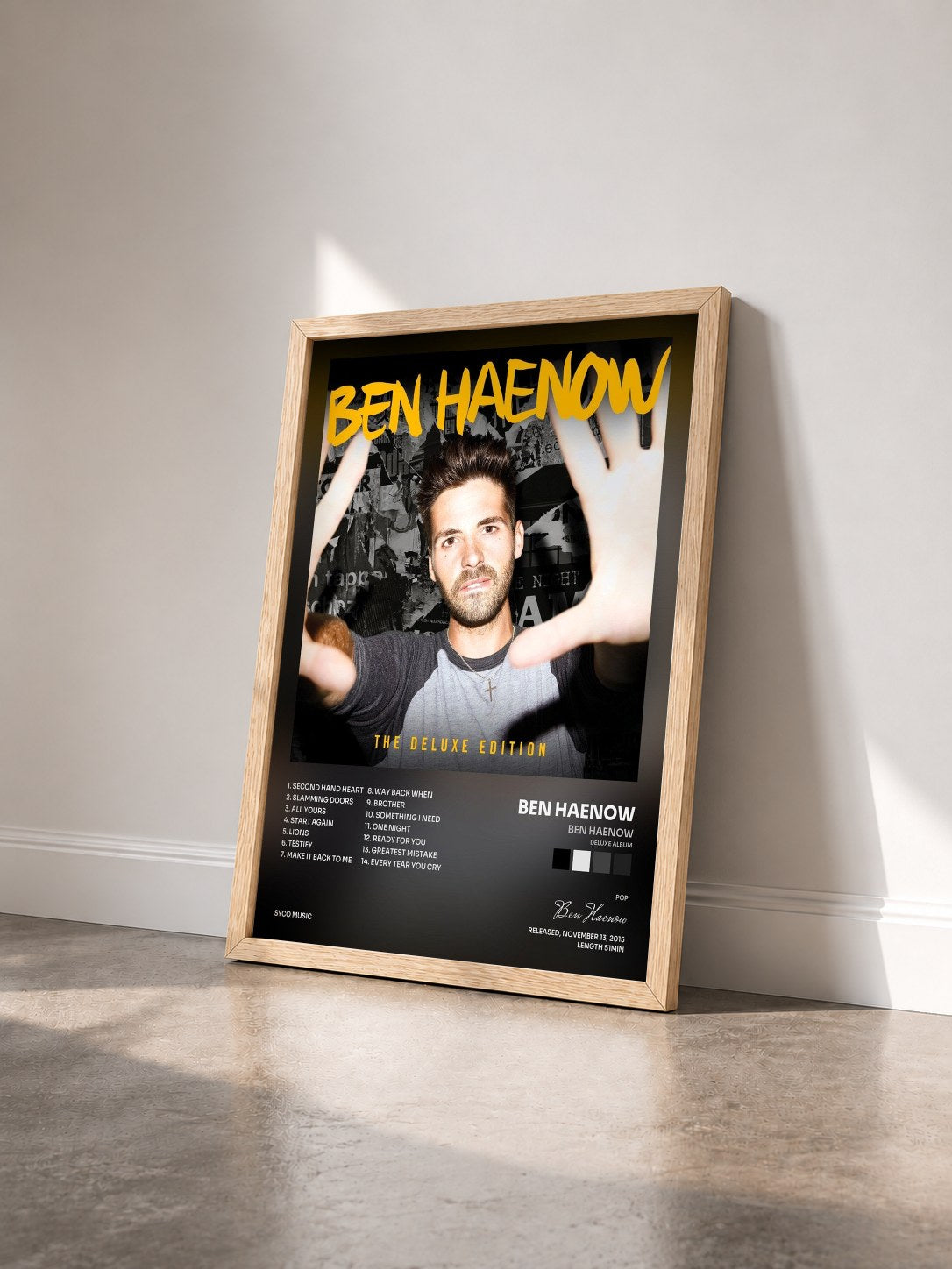 #bois Tableau de l'album Ben Haenow (Deluxe Album) de Ben Haenow vu de trois quarts, cadre en bois brut