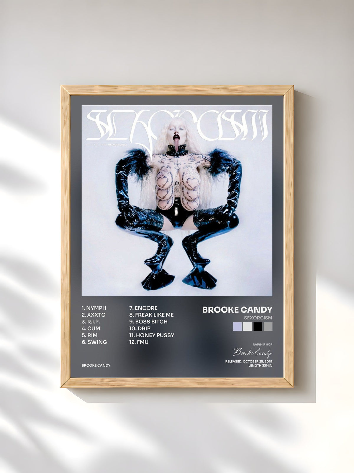 #bois Tableau de l'album SEXORCISM de Brooke Candy, cadre en bois brut, imprimé et encadré en France