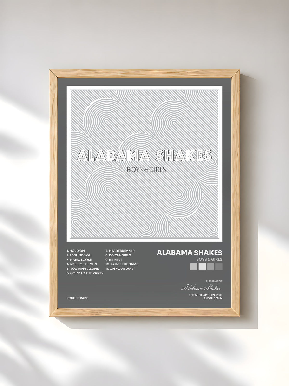 #bois Tableau de l'album Boys & Girls de Alabama Shakes, cadre en bois brut, imprimé et encadré en France