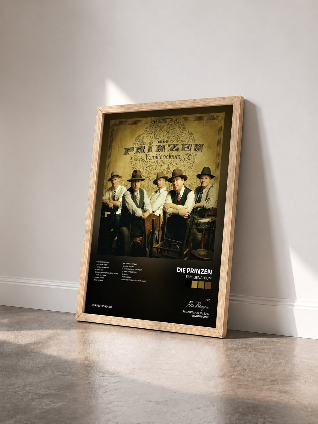#bois Tableau de l'album Familienalbum de Die Prinzen vu de trois quarts, cadre en bois brut