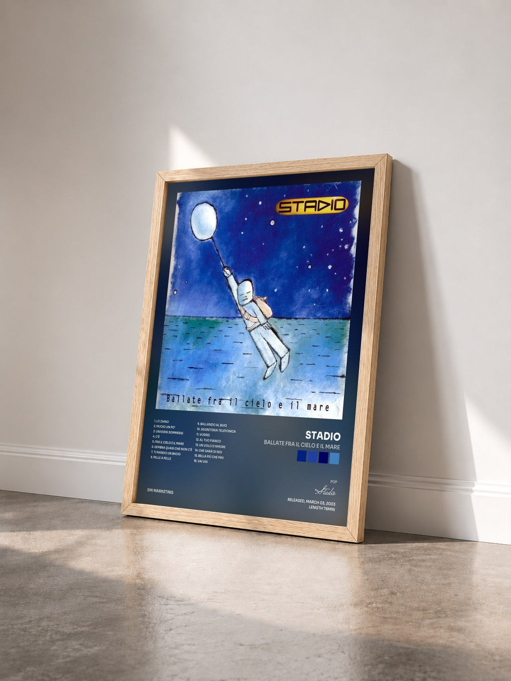#bois Tableau de l'album Ballate Fra Il Cielo E Il Mare de Stadio vu de trois quarts, cadre en bois brut