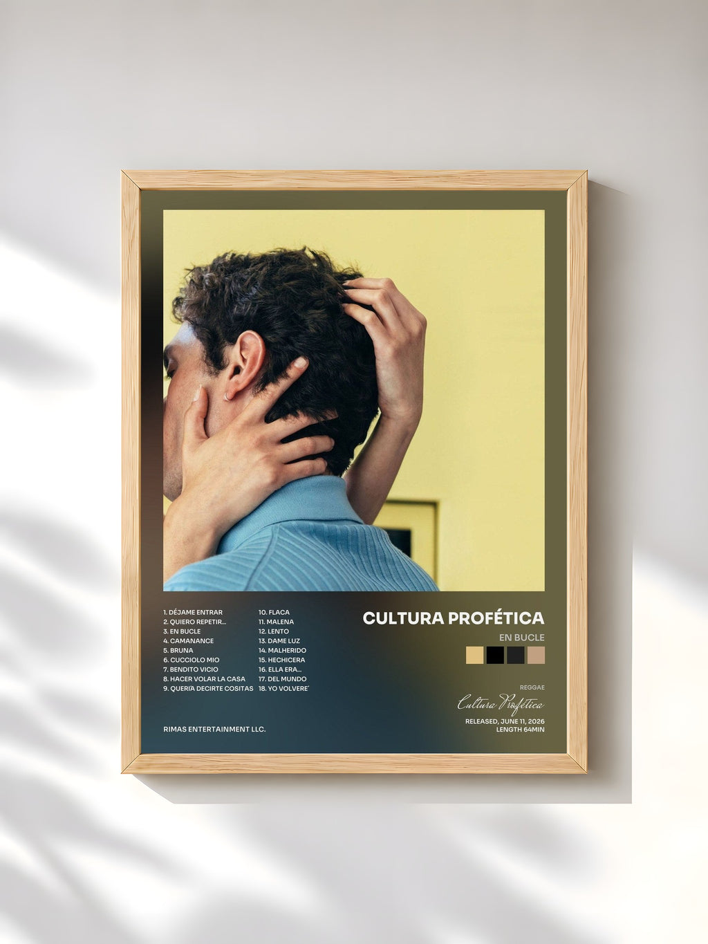 #bois Tableau de l'album En bucle de Cultura Profética, cadre en bois brut, imprimé et encadré en France