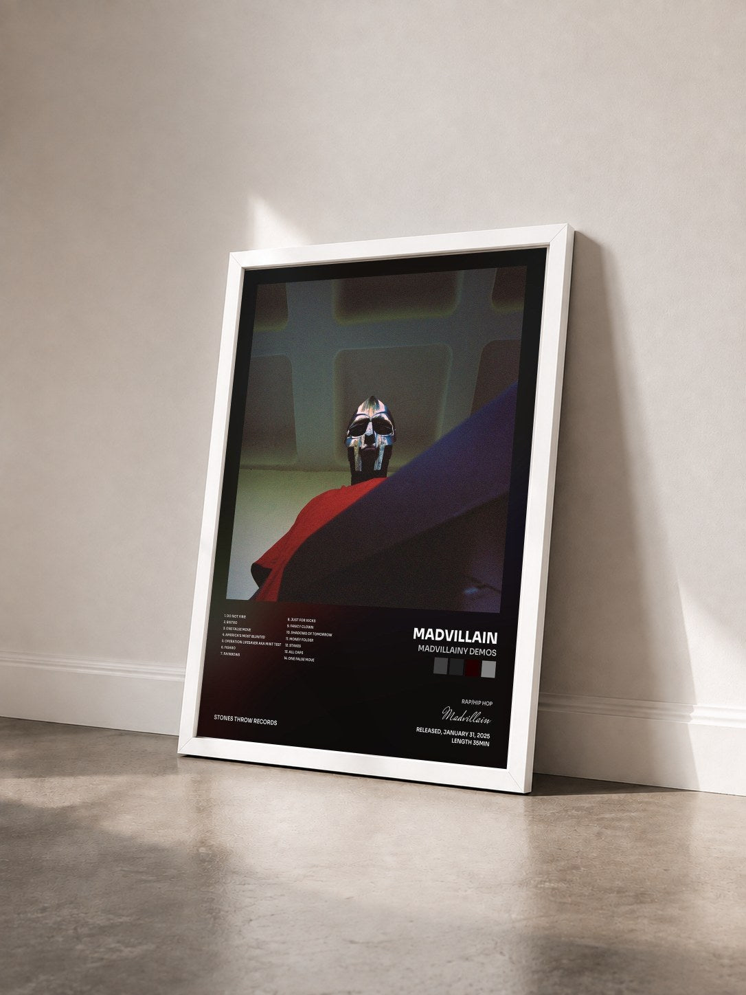 #blanc Tableau de l'album Madvillainy Demos de Madvillain vu de trois quarts, cadre blanc