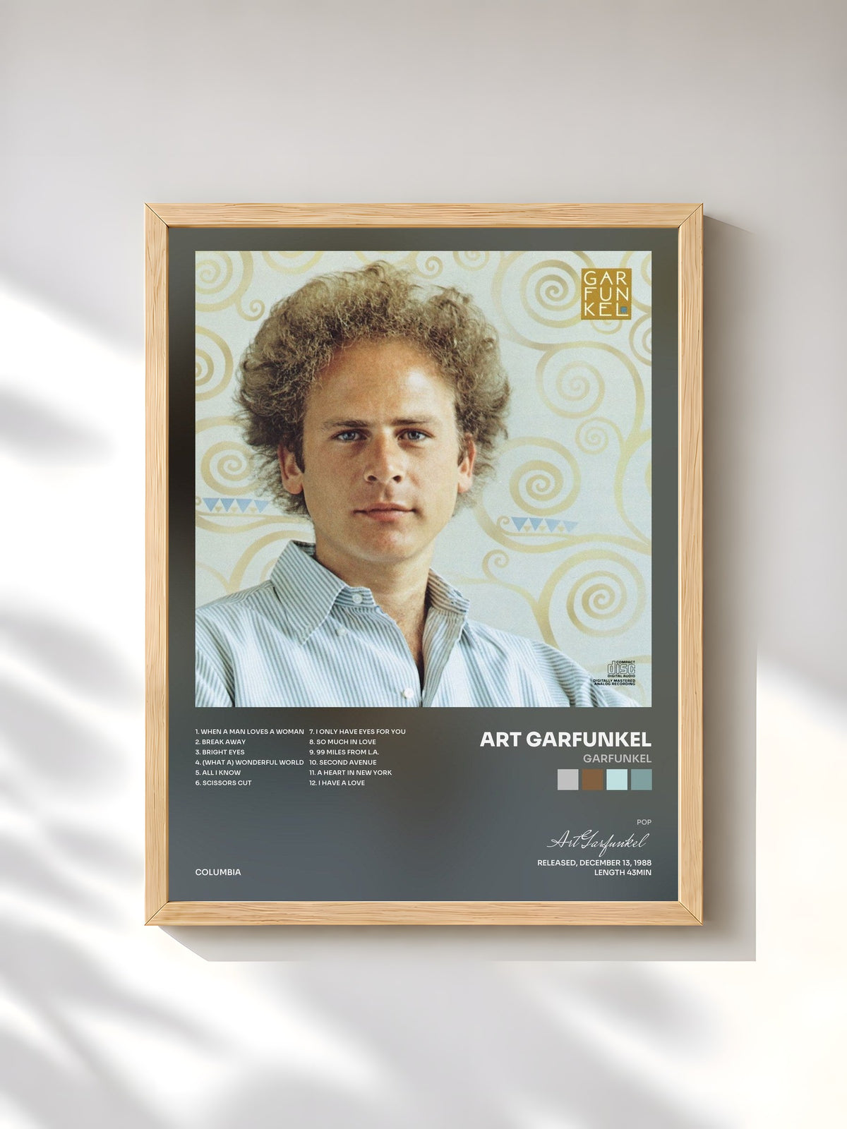 #bois Tableau de l'album Garfunkel de Art Garfunkel, cadre en bois brut, imprimé et encadré en France