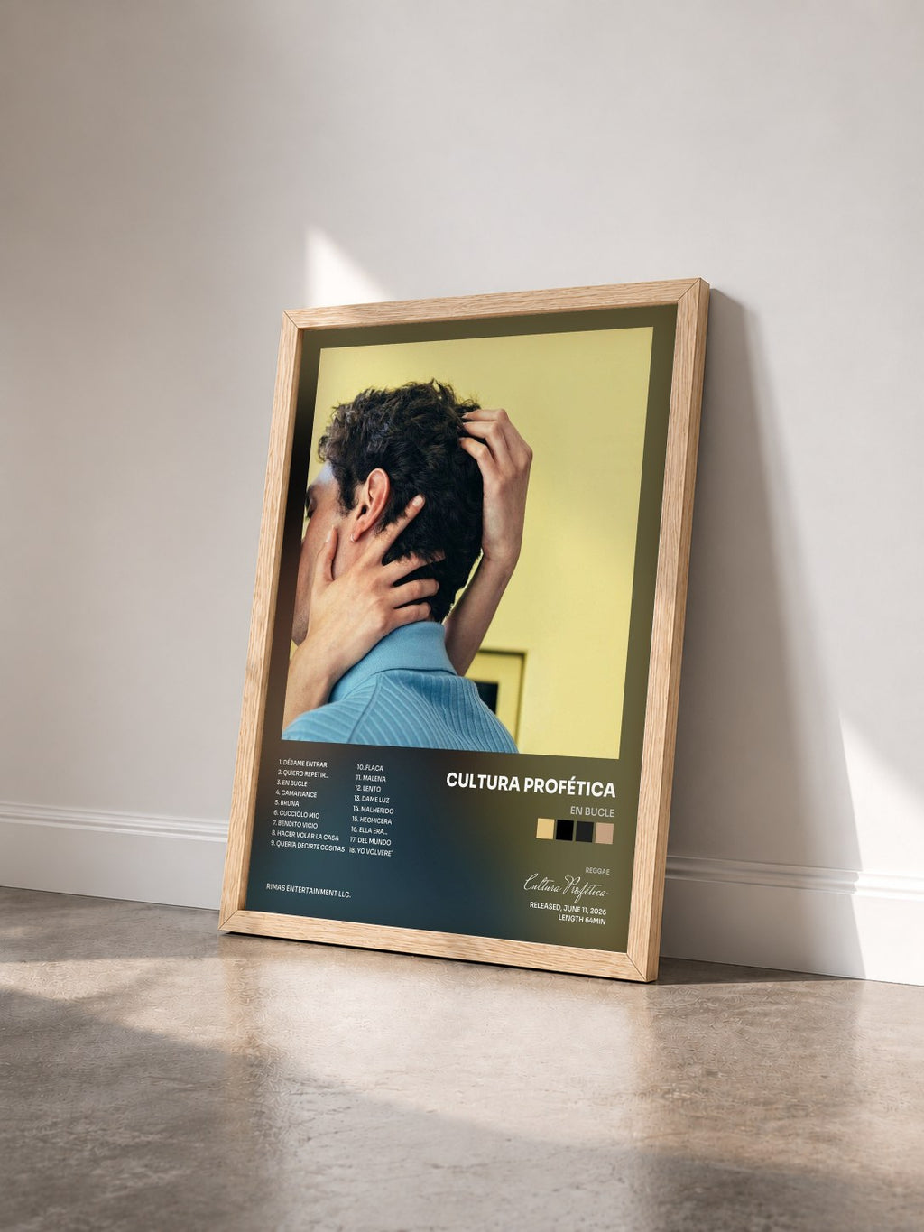 #bois Tableau de l'album En bucle de Cultura Profética vu de trois quarts, cadre en bois brut