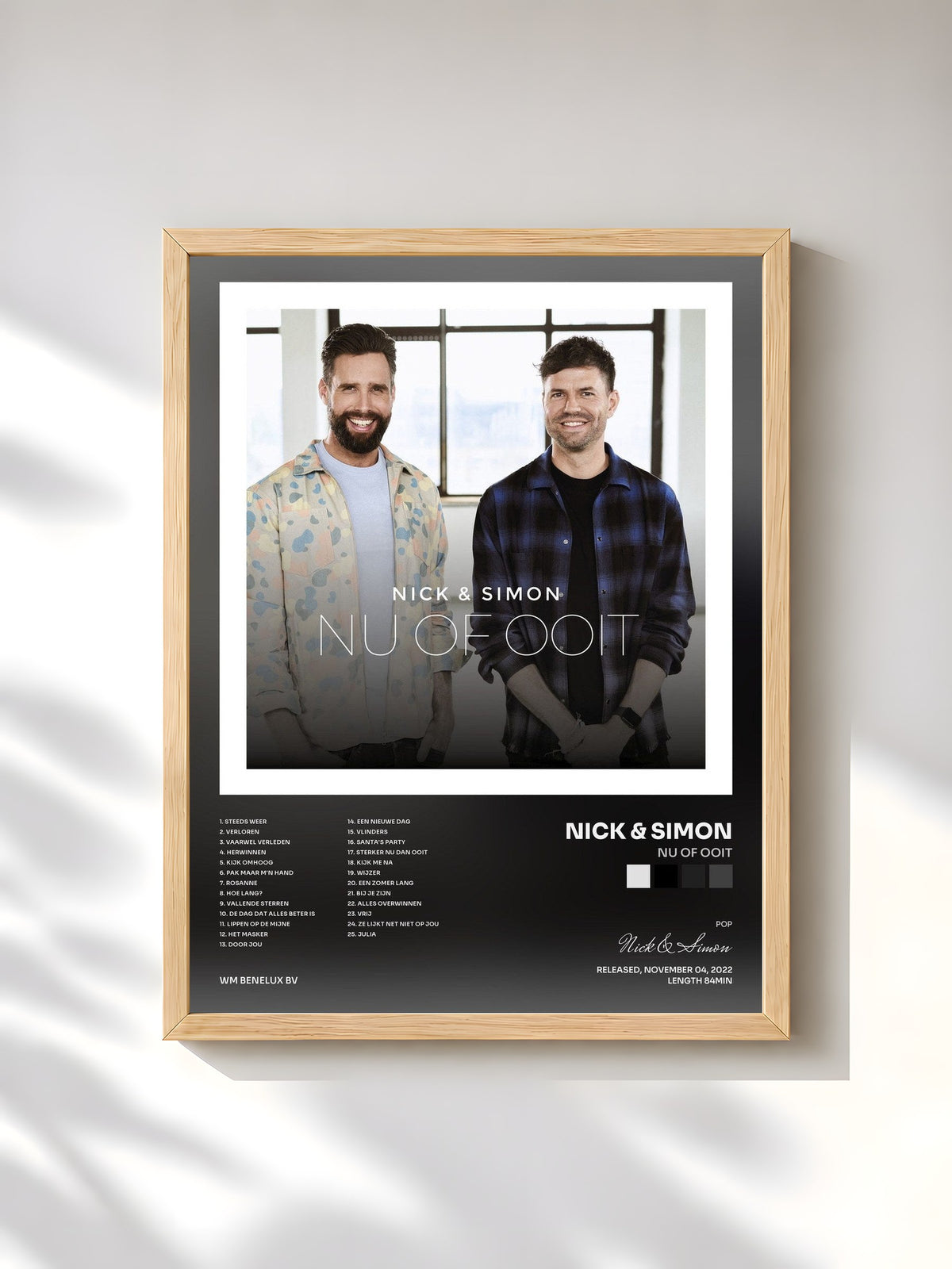 #bois Tableau de l'album Nu Of Ooit de Nick & Simon, cadre en bois brut, imprimé et encadré en France