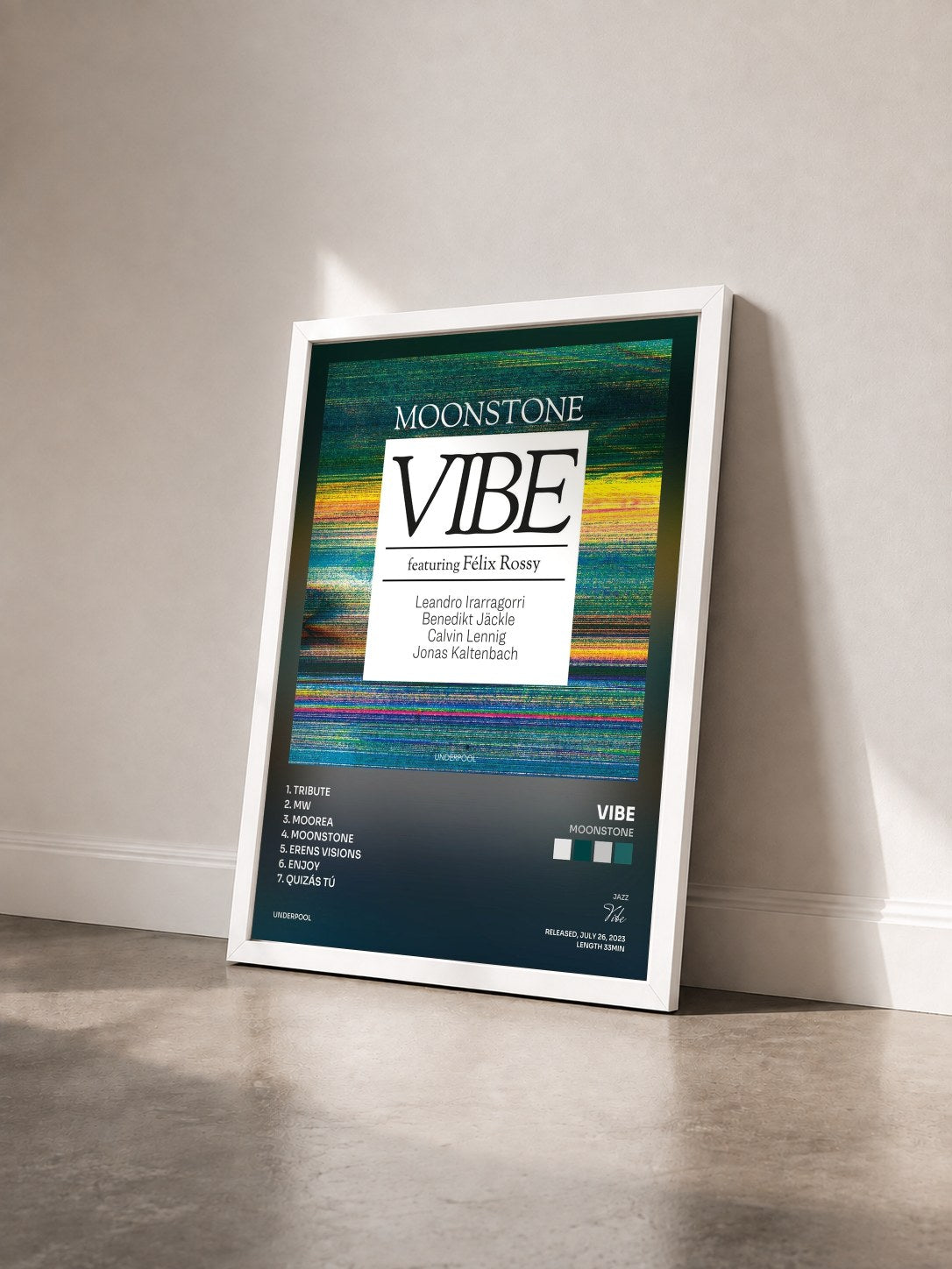#blanc Tableau de l'album Moonstone de Vibe vu de trois quarts, cadre blanc