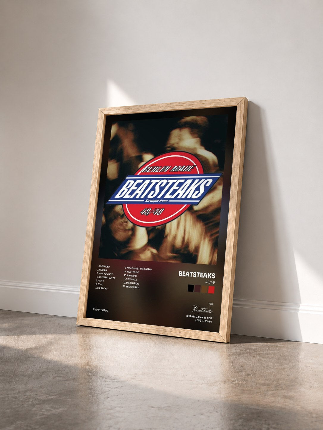 #bois Tableau de l'album 48/49 de Beatsteaks vu de trois quarts, cadre en bois brut