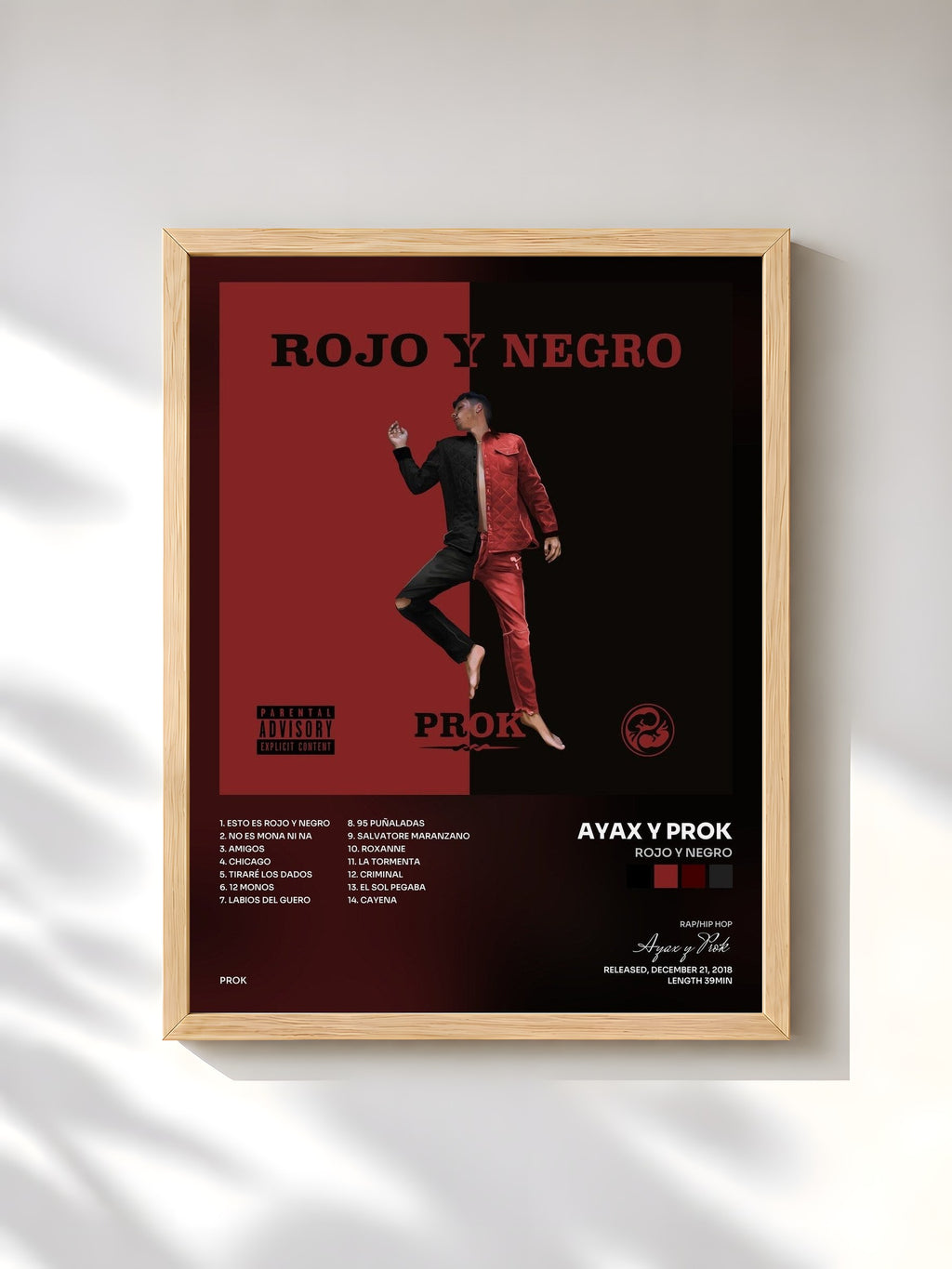 #bois Tableau de l'album Rojo y Negro de Ayax y Prok, cadre en bois brut, imprimé et encadré en France