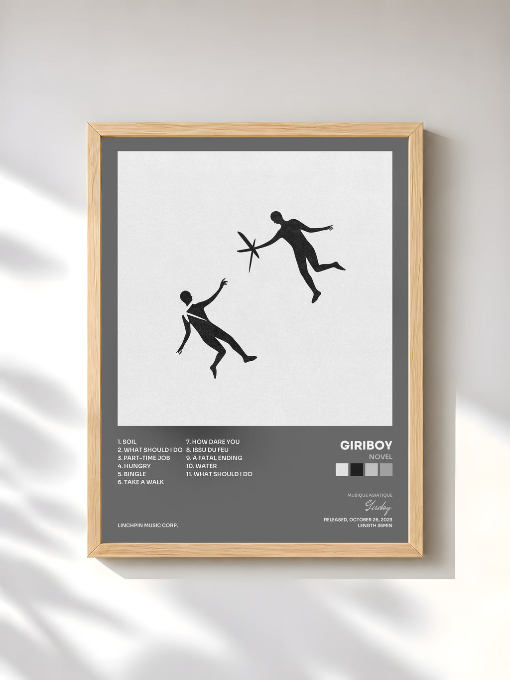 #bois Tableau de l'album Novel de Giriboy, cadre en bois brut, imprimé et encadré en France