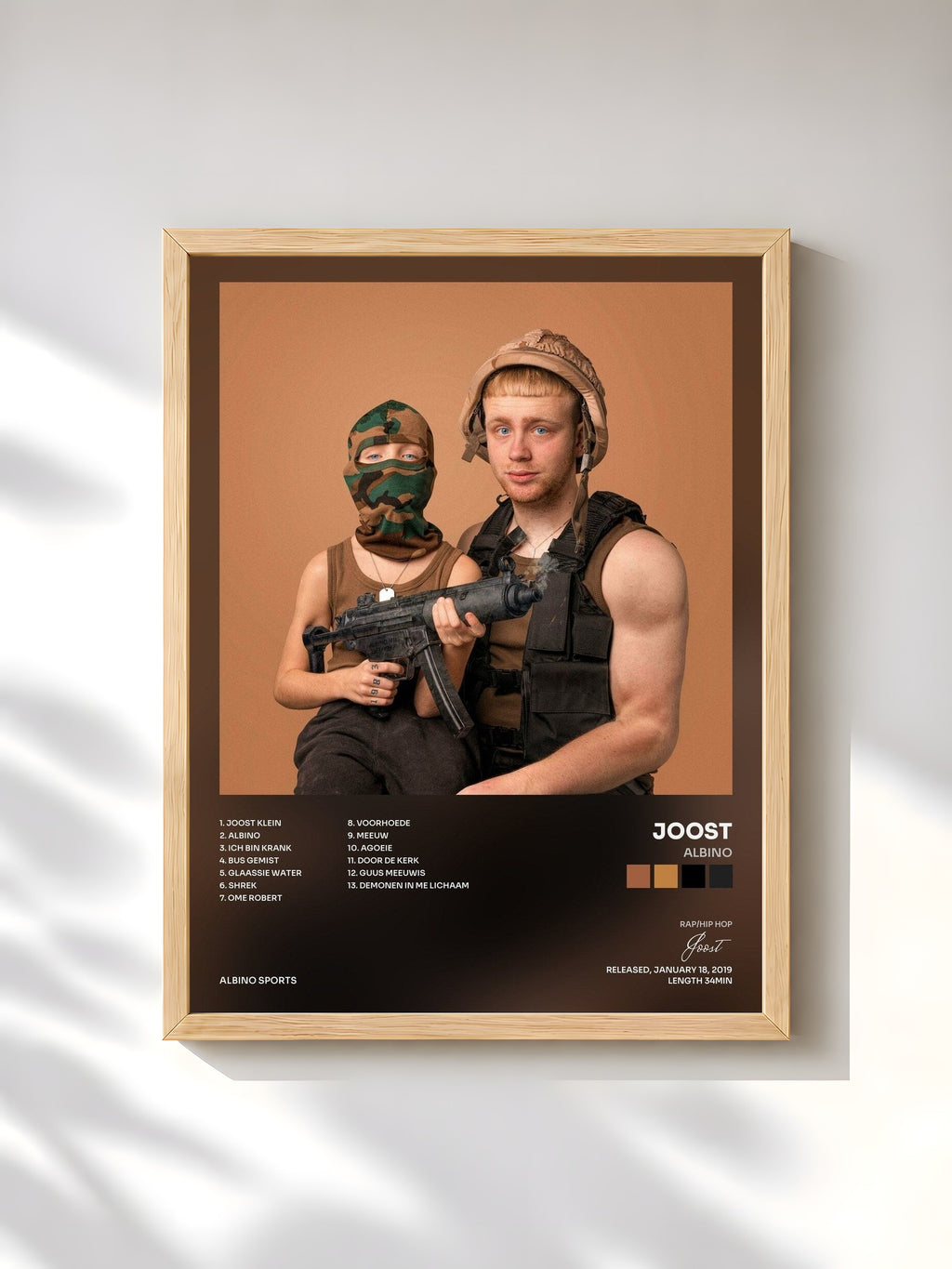 #bois Tableau de l'album Albino de Joost, cadre en bois brut, imprimé et encadré en France