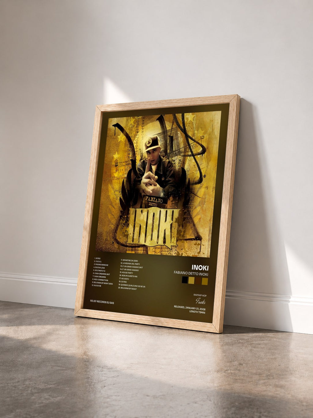 #bois Tableau de l'album Fabiano detto Inoki de Inoki vu de trois quarts, cadre en bois brut