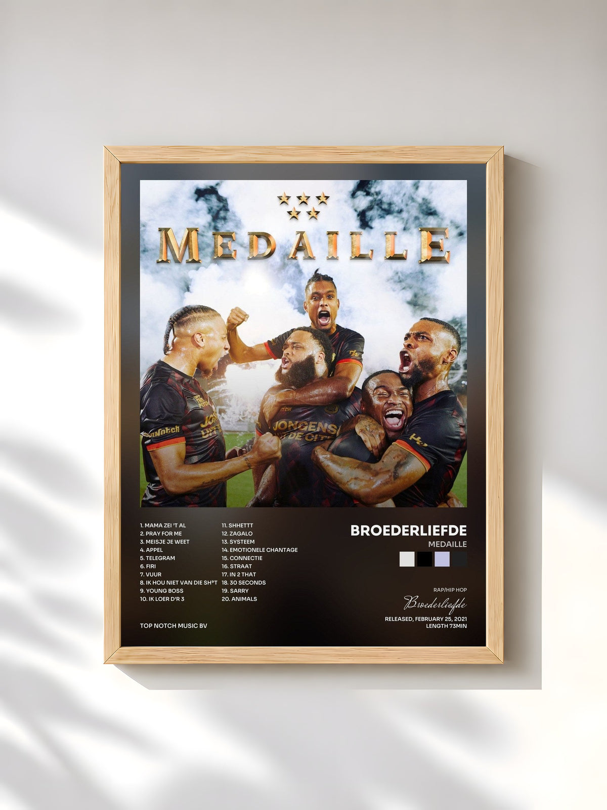 #bois Tableau de l'album Medaille de Broederliefde, cadre en bois brut, imprimé et encadré en France