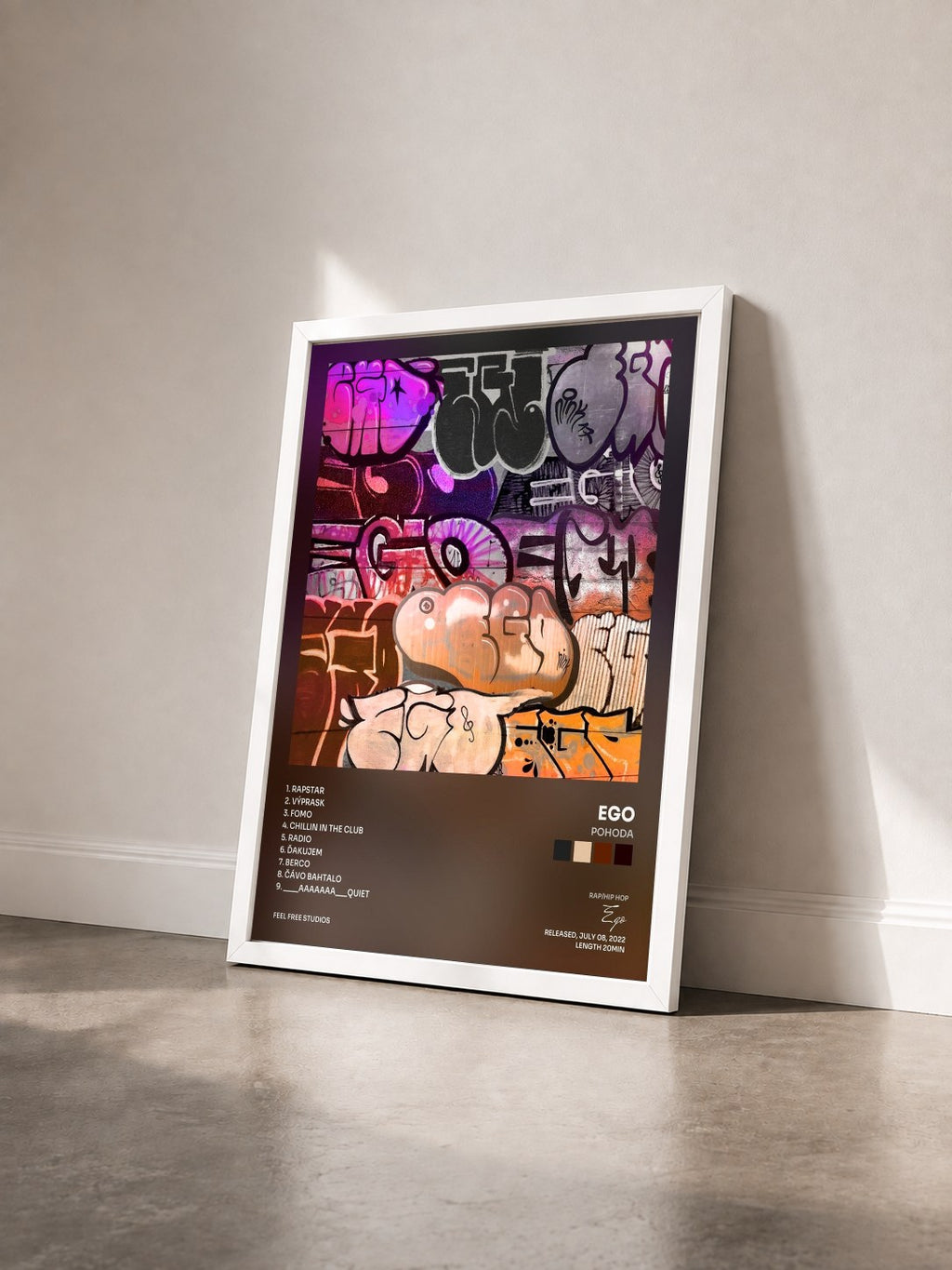 #blanc Tableau de l'album POHODA de Ego vu de trois quarts, cadre blanc