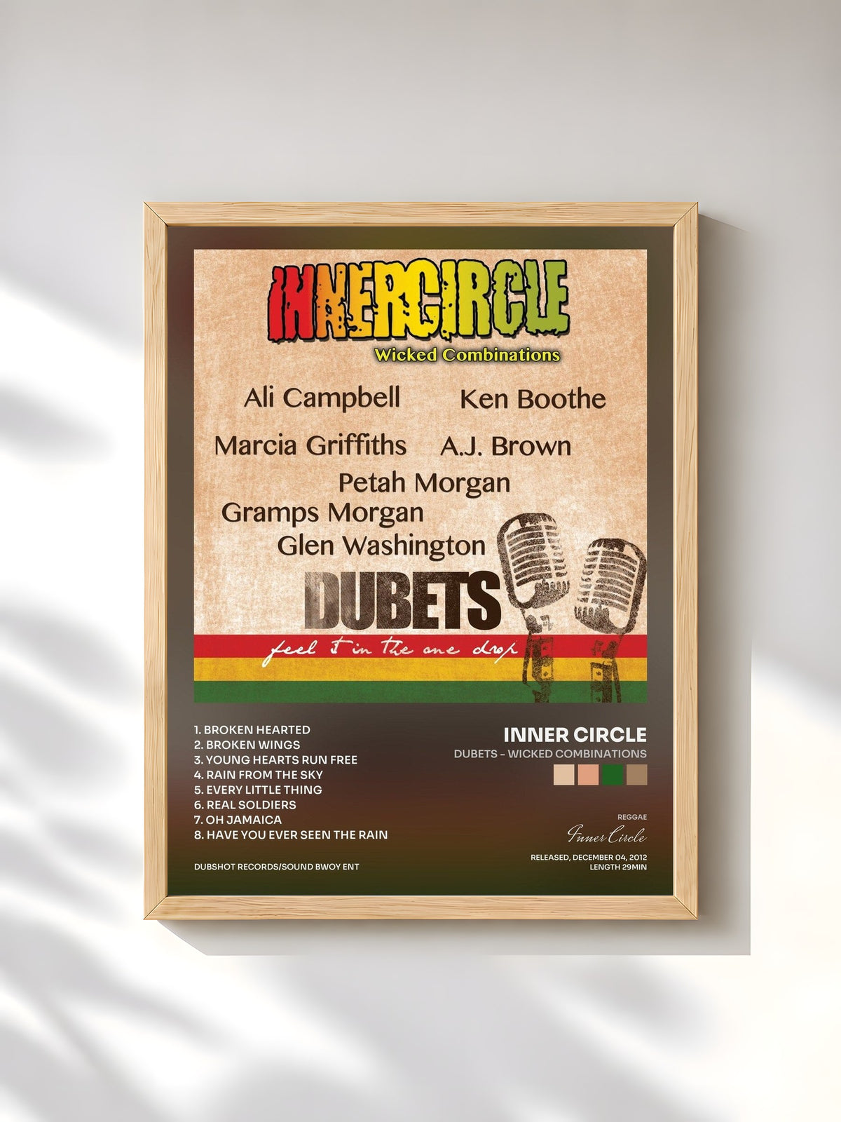 #bois Tableau de l'album Dubets - Wicked Combinations de Inner Circle, cadre en bois brut, imprimé et encadré en France