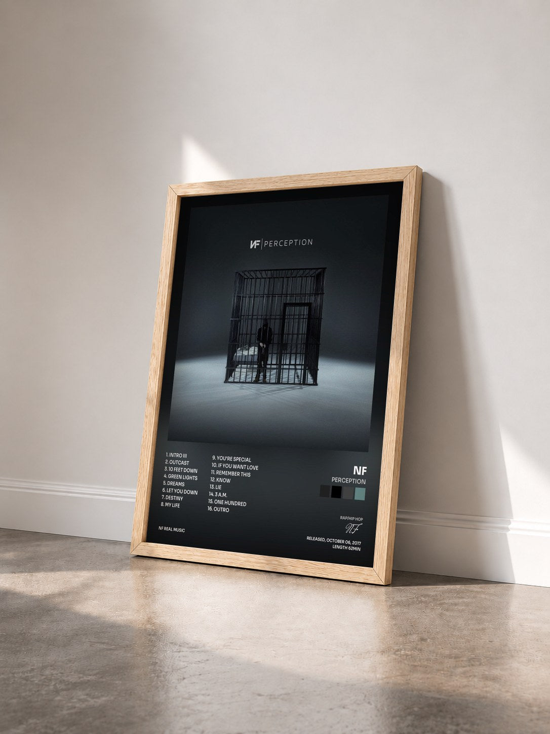 #bois Tableau de l'album Perception de NF vu de trois quarts, cadre en bois brut