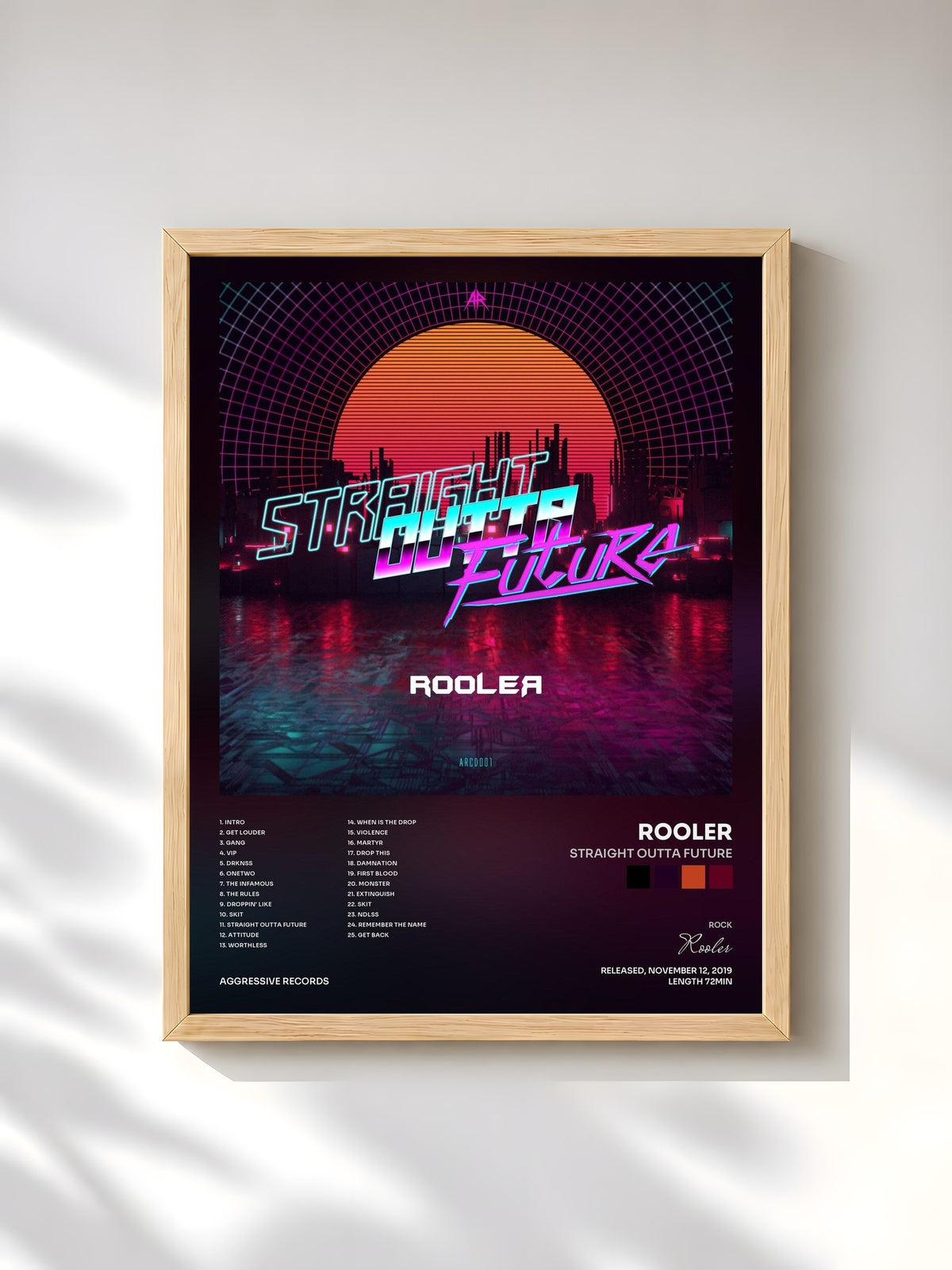 #bois Tableau de l'album STRAIGHT OUTTA FUTURE de Rooler, cadre en bois brut, imprimé et encadré en France