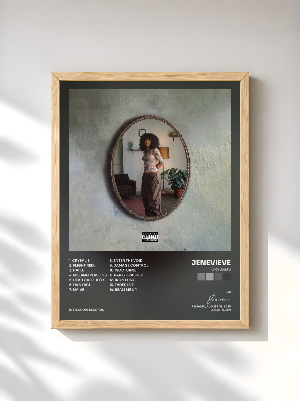 #bois Tableau de l'album CRYSALIS de Jenevieve, cadre en bois brut, imprimé et encadré en France