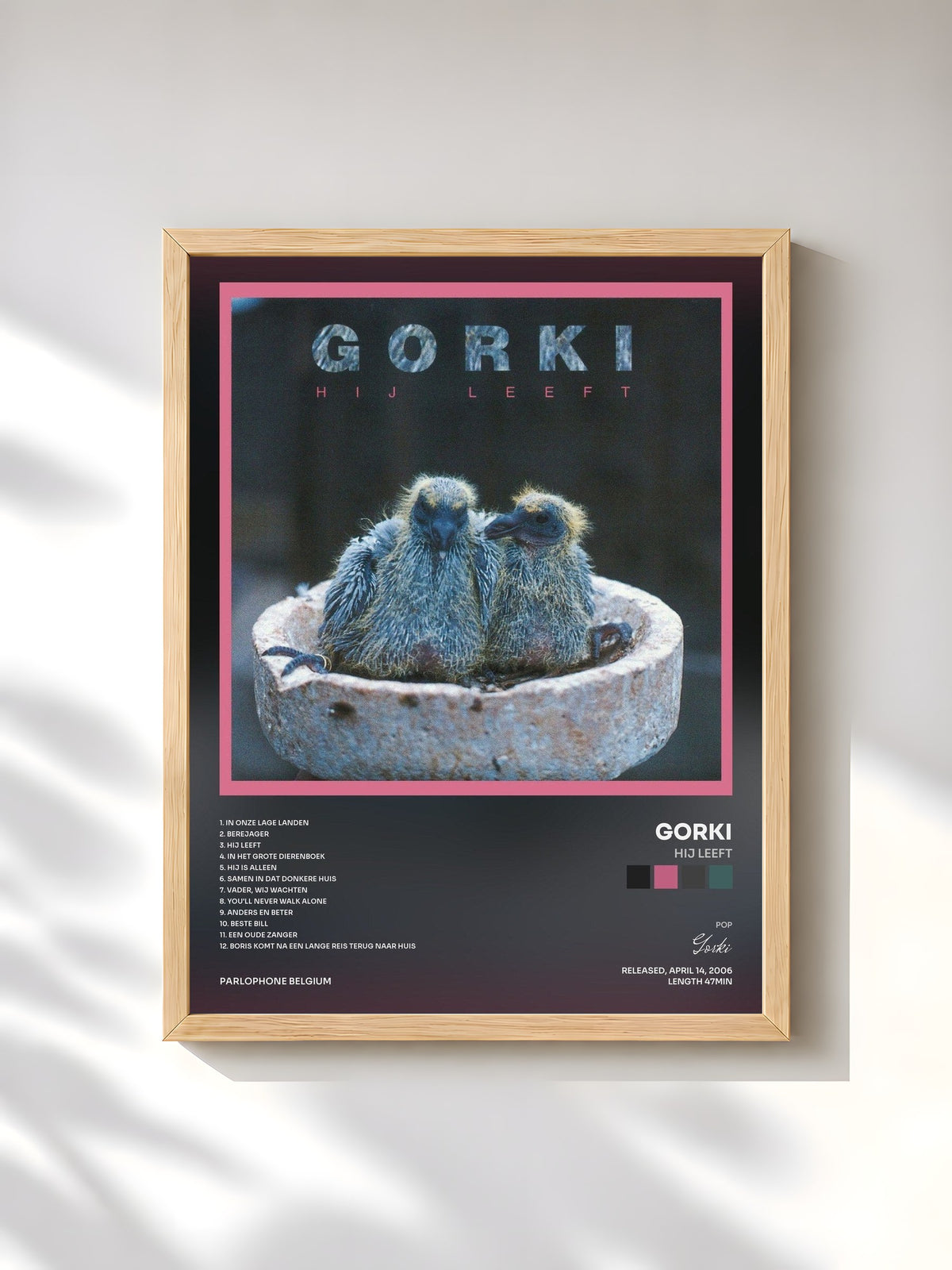 #bois Tableau de l'album Hij Leeft de Gorki, cadre en bois brut, imprimé et encadré en France