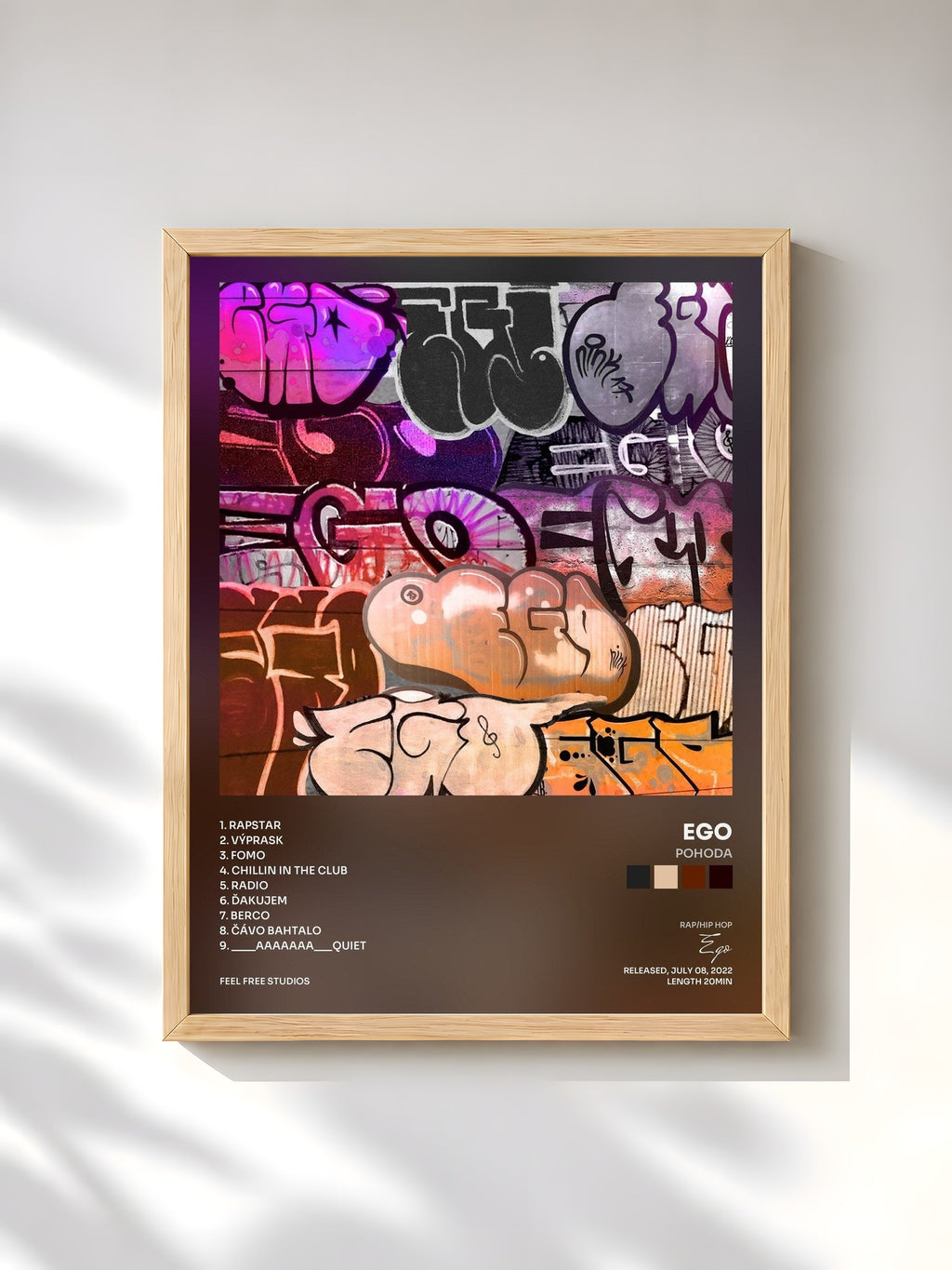#bois Tableau de l'album POHODA de Ego, cadre en bois brut, imprimé et encadré en France