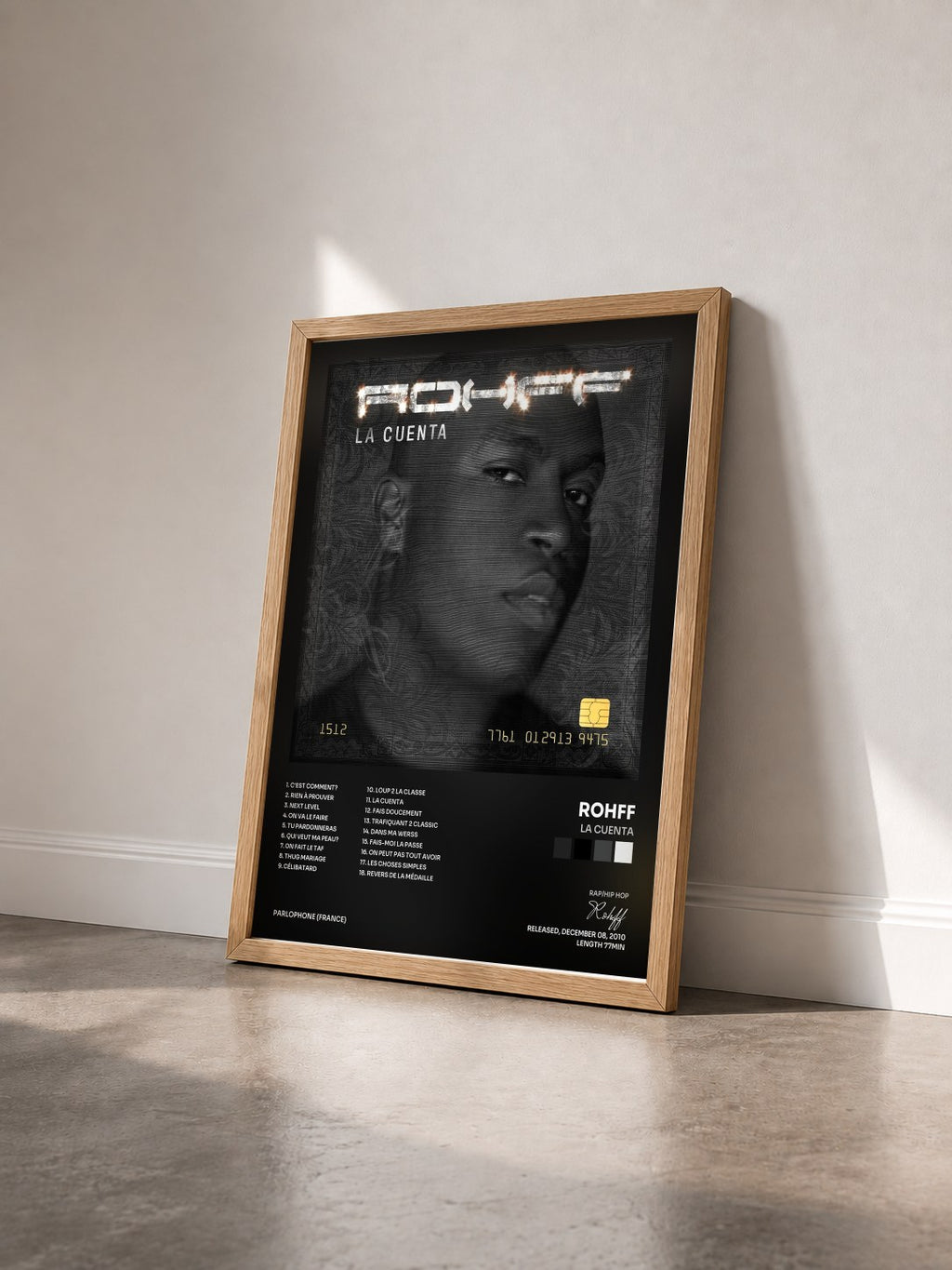 #bois Tableau de l'album La cuenta de Rohff vu de trois quarts, cadre en bois brut