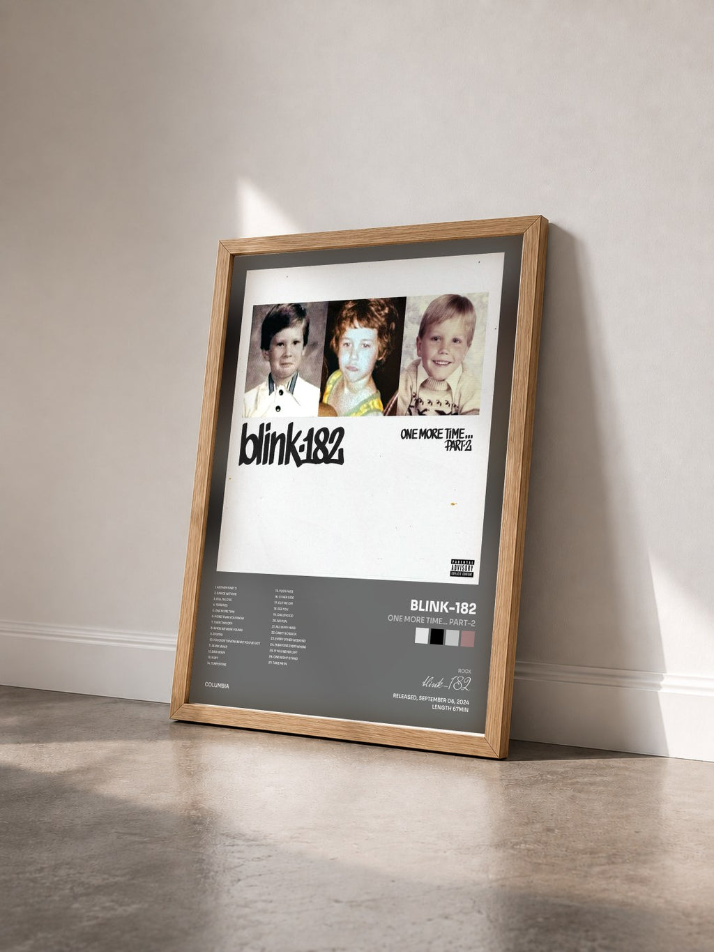 #bois Tableau de l'album ONE MORE TIME... PART-2 de blink-182 vu de trois quarts, cadre en bois brut