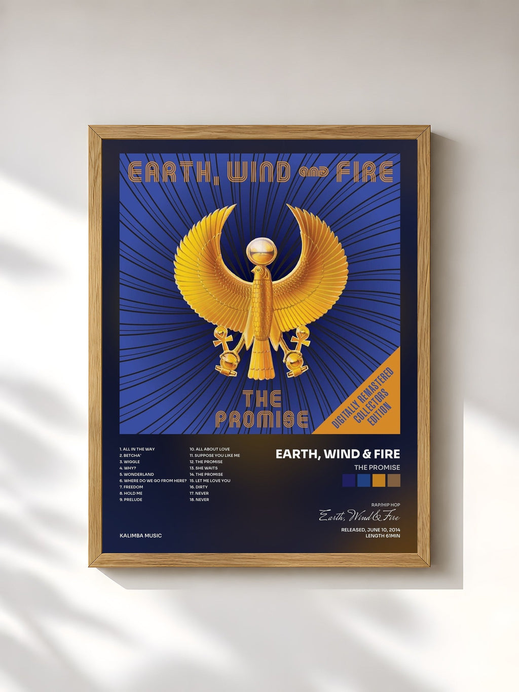 #bois Tableau de l'album The Promise de Earth, Wind & Fire, cadre en bois brut, imprimé et encadré en France
