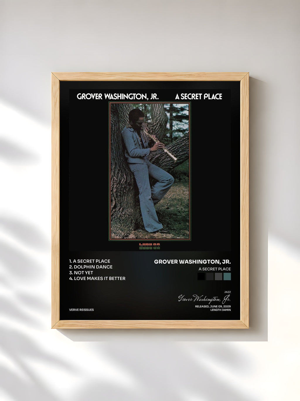 #bois Tableau de l'album A Secret Place de Grover Washington, Jr., cadre en bois brut, imprimé et encadré en France