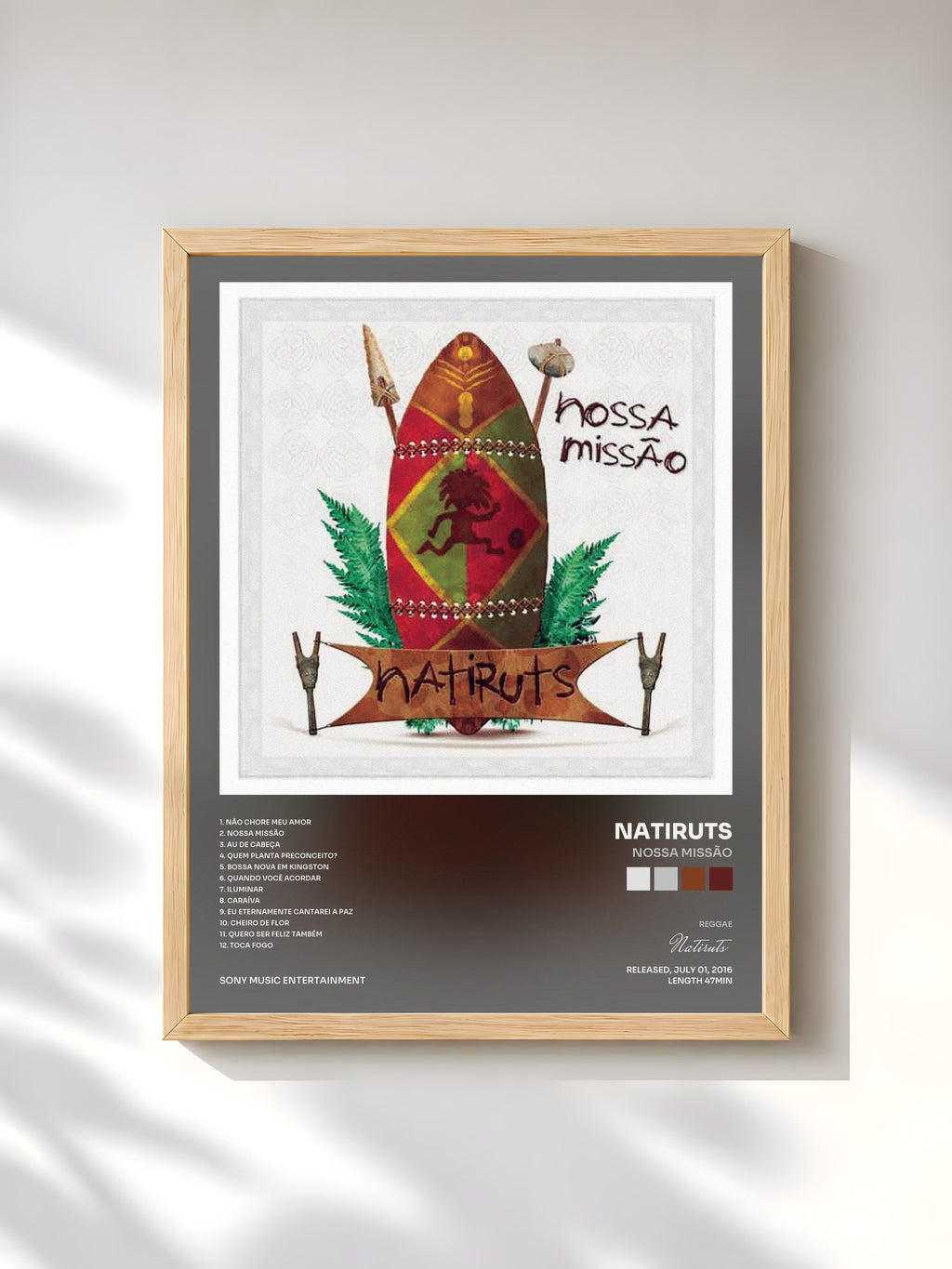 #bois Tableau de l'album Nossa Missão de Natiruts, cadre en bois brut, imprimé et encadré en France