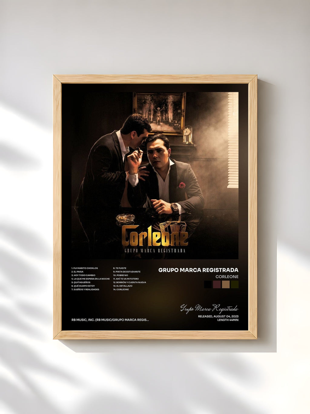 #bois Tableau de l'album Corleone de Grupo Marca Registrada, cadre en bois brut, imprimé et encadré en France