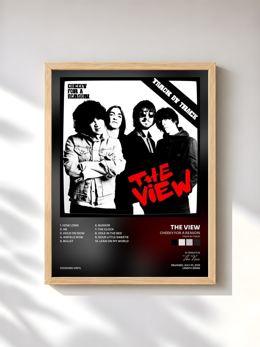 #bois Tableau de l'album Cheeky for a Reason (Track by Track) de The View, cadre en bois brut, imprimé et encadré en France