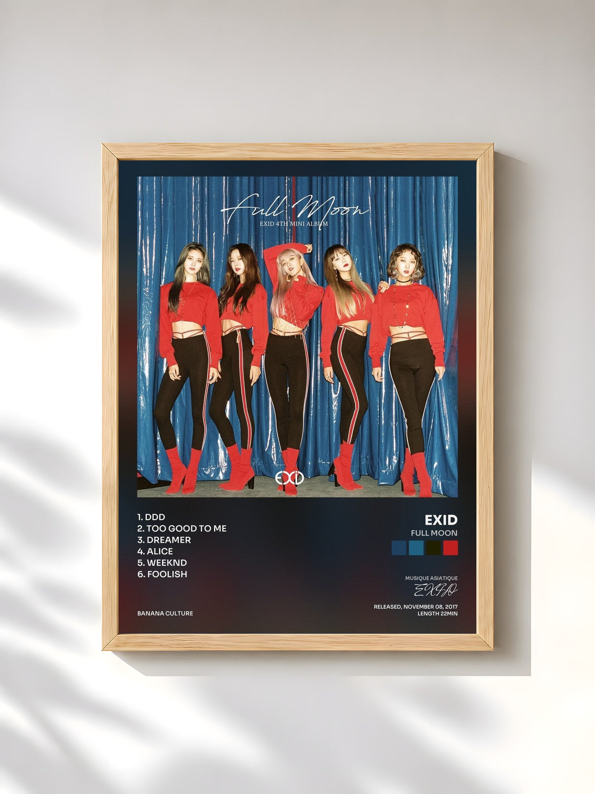 #bois Tableau de l'album Full Moon de EXID, cadre en bois brut, imprimé et encadré en France