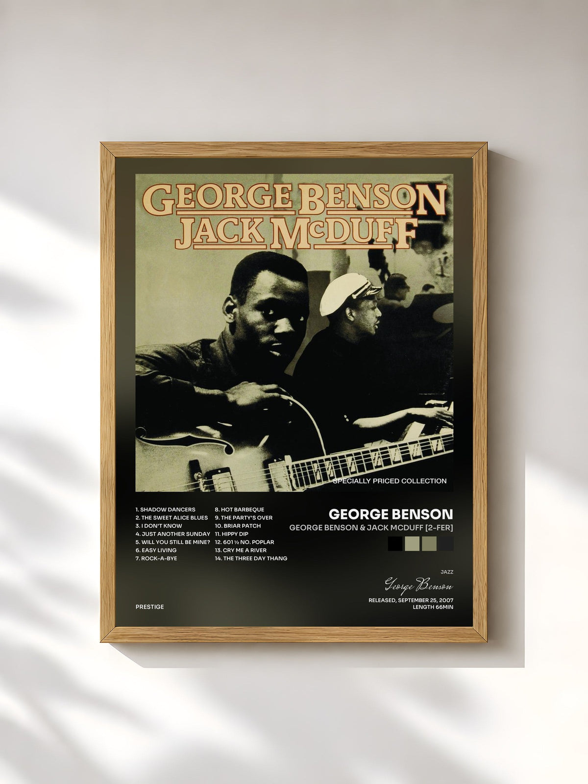 #bois Tableau de l'album George Benson & Jack McDuff [2-fer] de George Benson, cadre en bois brut, imprimé et encadré en France