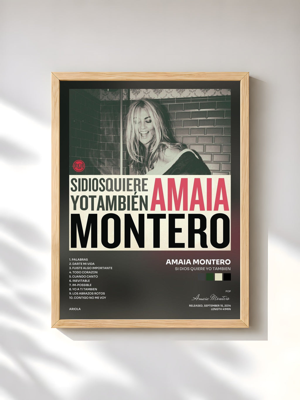 #bois Tableau de l'album Si Dios Quiere Yo Tambien de Amaia Montero, cadre en bois brut, imprimé et encadré en France