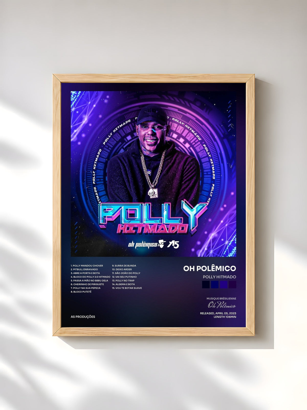 #bois Tableau de l'album POLLY HITMADO de Oh Polêmico, cadre en bois brut, imprimé et encadré en France