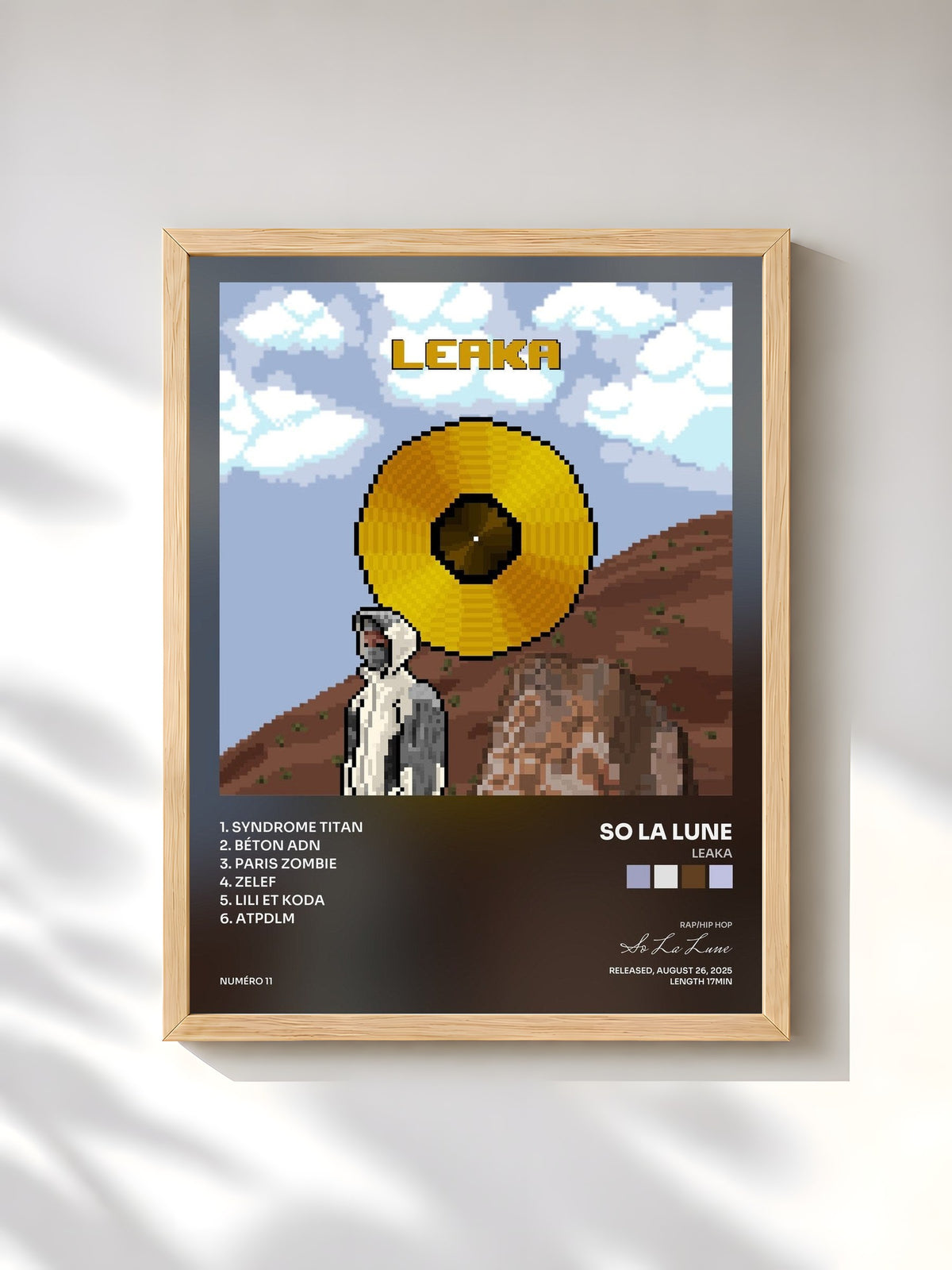 #bois Tableau de l'album LEAKA de So La Lune, cadre en bois brut, imprimé et encadré en France
